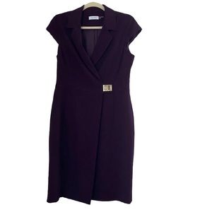 Calvin Klein  Short Sleeve Midi Dress Size 8 Burgundy Bodycon.